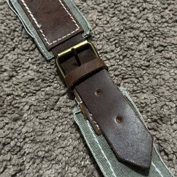 NWT-Shabby Chic Cloth Exterior Patchwork Crossbody Bag-Tan/Olive-Brown Trim - Picture 8 of 16